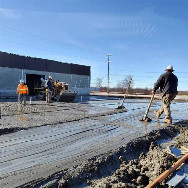 Commercial concrete pouring at a job site